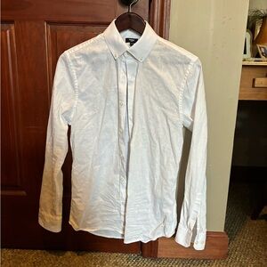 Express White Dress Shirt Slim Fit Linen and Cotton Blend - XS
